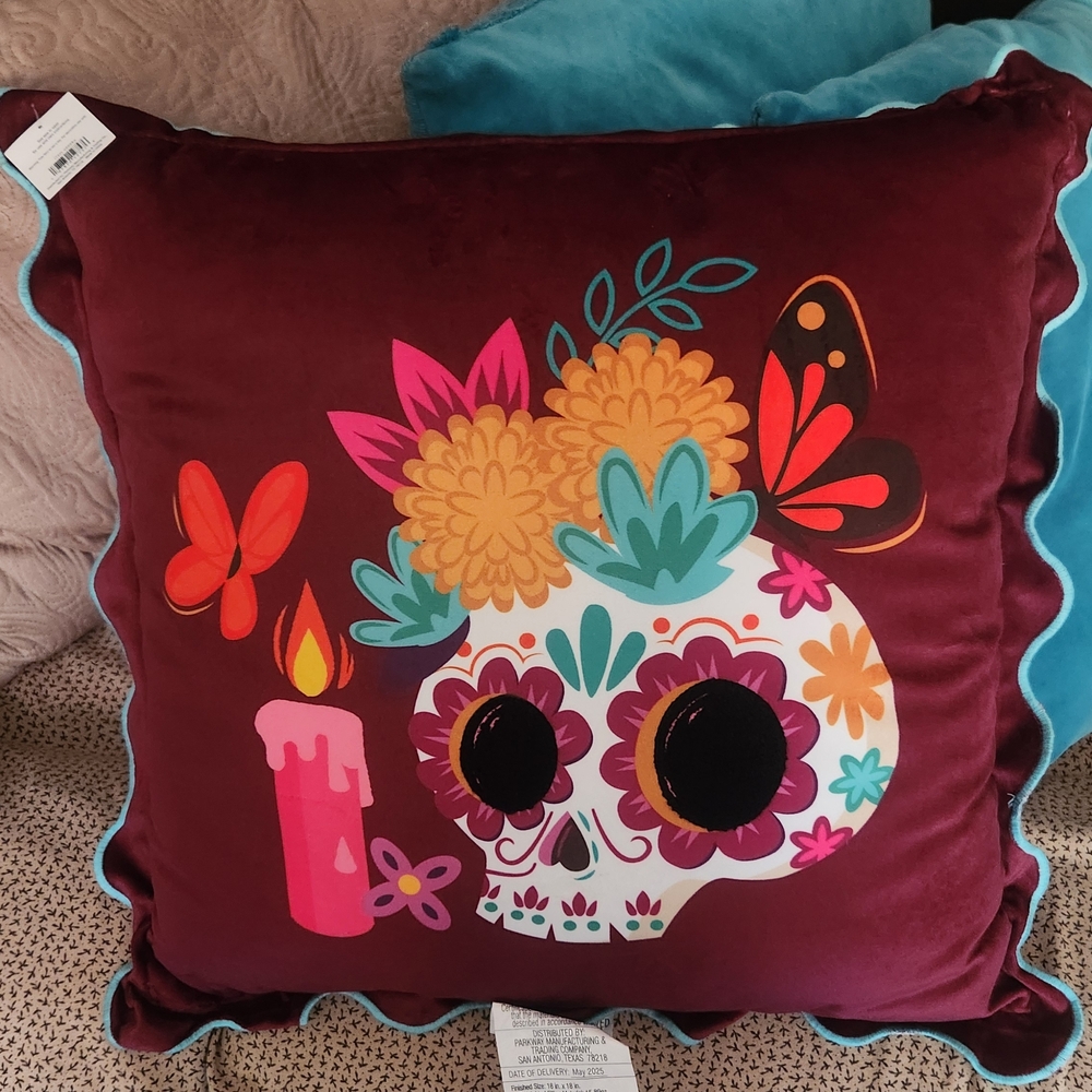 Colorful Skull 💀 Holiday Pillow